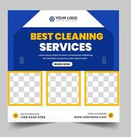 Cleaning service social media post banner template. Home Cleaning social media post banner. office, home and hotel cleaning social media post banner. Cleaning service marketing post banner design. vector