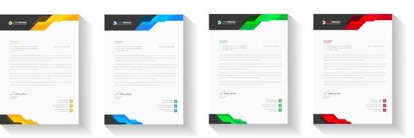 corporate modern letterhead design template with yellow, blue, green and red color. creative modern letter head design template for your project. letterhead, letter head, Business letterhead design. vector