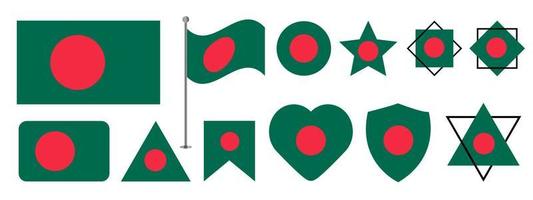 diseño de la bandera de bangladesh. conjunto de diseño de vector de bandera nacional de bangladesh. ilustración de vector de bandera de bangladesh