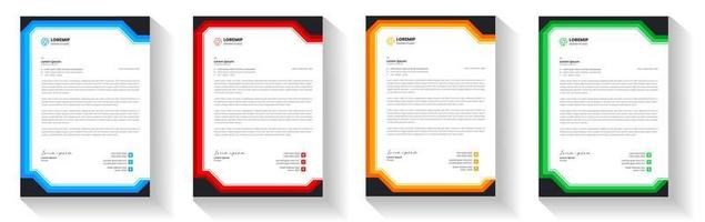 corporate modern letterhead design template with yellow, blue, green and red color. creative modern letter head design template for your project. letterhead, letter head, Business letterhead design. vector