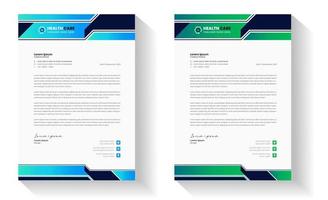 Modern Medical Doctor healthcare letterhead Design Template with green and blue color. corporate modern letterhead design template. letter head design. doctor letterhead. medical letterhead vector