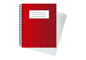 cuaderno espiral en estilo plano aislado sobre fondo blanco