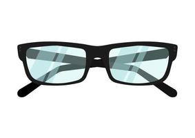 Vector illustration of eye glasses with black frame in flat style isolated on white background