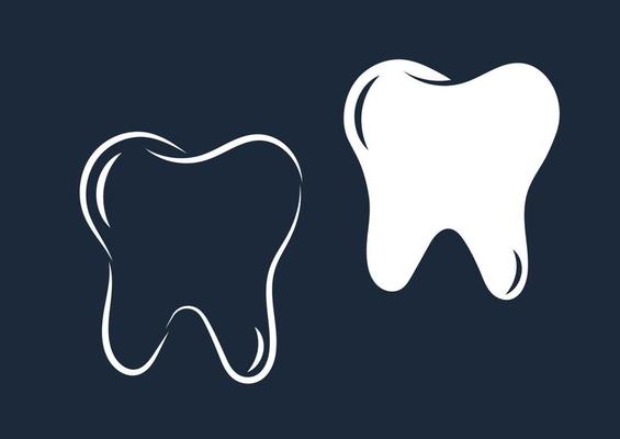 Tooth dental icon isolated on blue background. Vector illustration of tooth dental logo