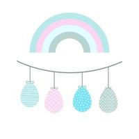 Easter illustration, rainbow and eggs. Postcard in pastel colors vector