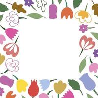 Cute frame for inscriptions from simple scandi summer flowers vector