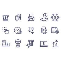 banking outline icons vector design