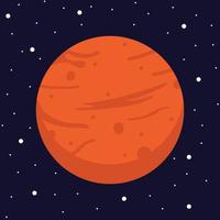 Red Planet Mars in Dark Space. Vector, Cartoon Illustration of the Planet Mars vector