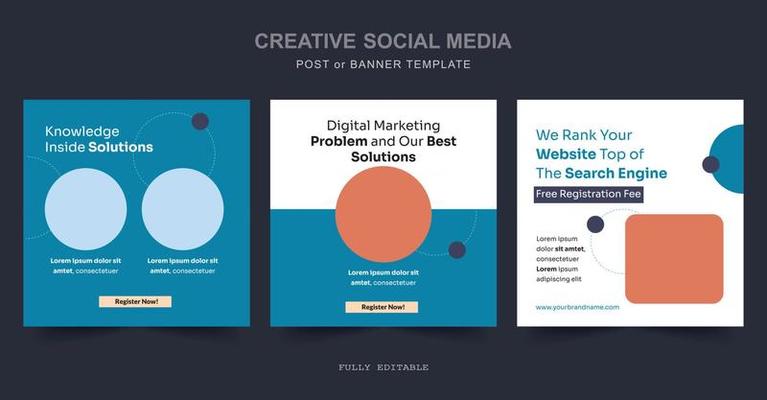 Business Editable square social media post template. Digital business marketing banner for social media post template. Vector illustration.