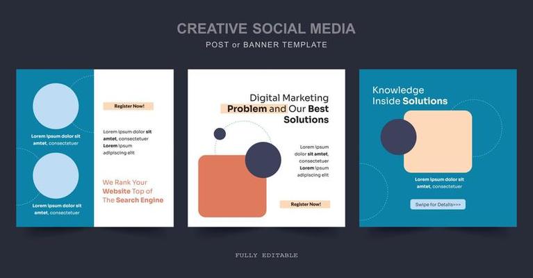 Business Editable square social media post template. Digital business marketing banner for social media post template. Vector illustration.