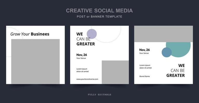 Business Editable square social media post template. Digital business marketing banner for social media post template. Vector illustration.