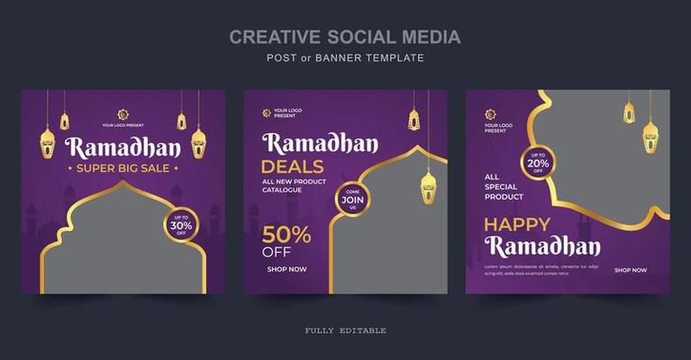Ramadan Sale Social Media Post design. A good template for advertising on social media. Perfect for social media Sale posts, and web banner internet ads.