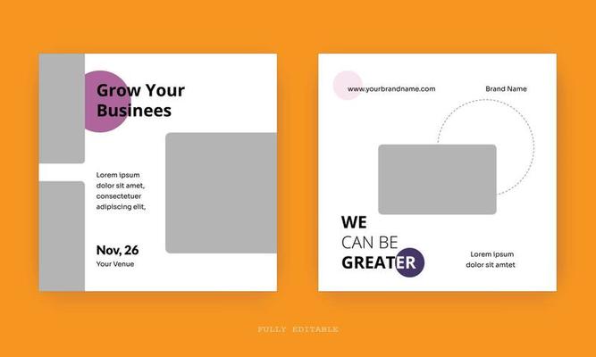 Business Editable square social media post template. Digital business marketing banner for social media post template. Vector illustration.