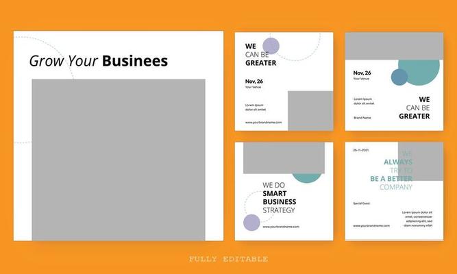 Business Editable square social media post template. Digital business marketing banner for social media post template. Vector illustration.