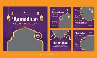 diseño de publicaciones en redes sociales de venta de ramadán. una buena plantilla para publicidad en las redes sociales. perfecto para publicaciones de venta en redes sociales y anuncios web en Internet. vector