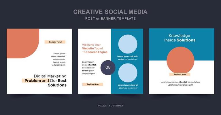 Business Editable square social media post template. Digital business marketing banner for social media post template. Vector illustration.