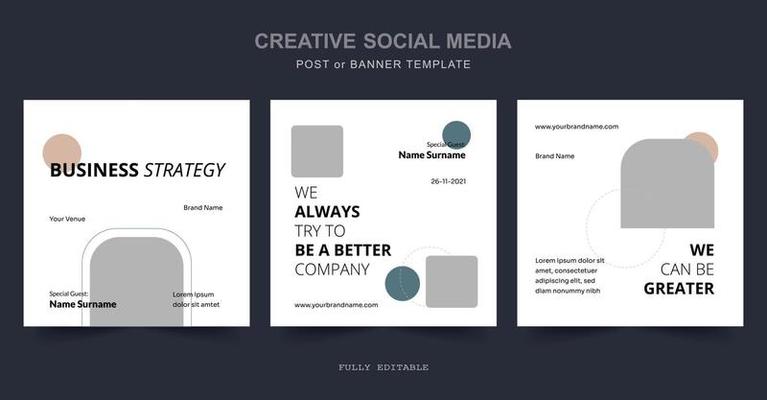 Business Editable square social media post template. Digital business marketing banner for social media post template. Vector illustration.