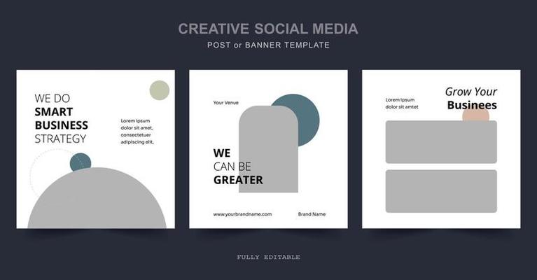 Business Editable square social media post template. Digital business marketing banner for social media post template. Vector illustration.