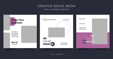 Business Editable square social media post template. Digital business marketing banner for social media post template. Vector illustration.