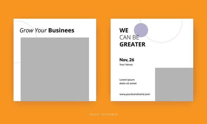 Business Editable square social media post template. Digital business marketing banner for social media post template. Vector illustration.