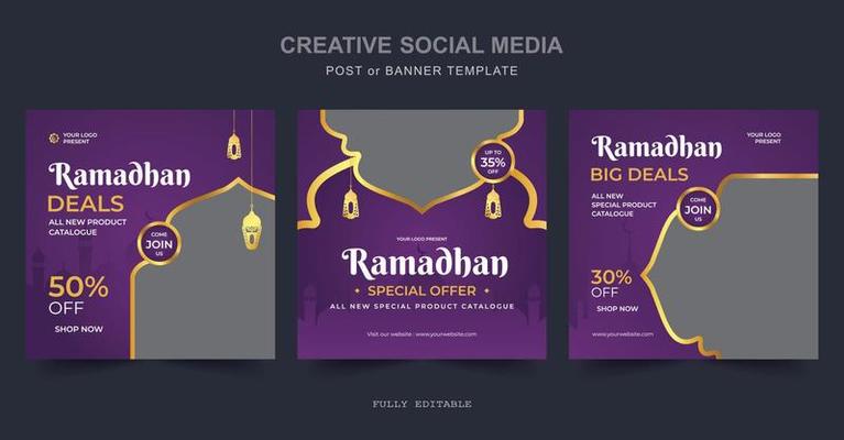 Ramadan Sale Social Media Post design. A good template for advertising on social media. Perfect for social media Sale posts, and web banner internet ads.