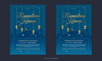 Ramadan Mubarak Flyer. Ramadan Kareem set of posters or invitations design. decorative retro greeting card or invitation layout design vector