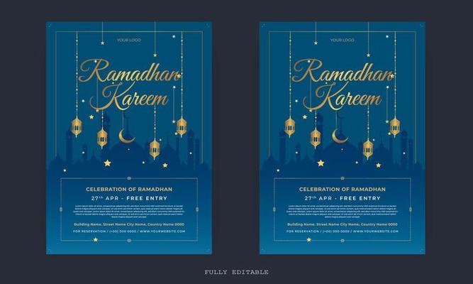 Ramadan Mubarak Flyer. Ramadan Kareem set of posters or invitations design. decorative retro greeting card or invitation layout design