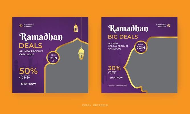 Ramadan Sale Social Media Post design. A good template for advertising on social media. Perfect for social media Sale posts, and web banner internet ads.