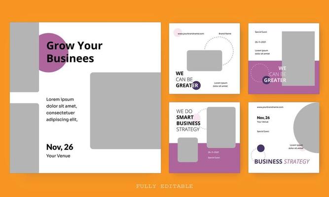 Business Editable square social media post template. Digital business marketing banner for social media post template. Vector illustration.