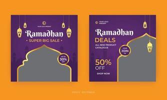 Ramadan Sale Social Media Post design. A good template for advertising on social media. Perfect for social media Sale posts, and web banner internet ads. vector