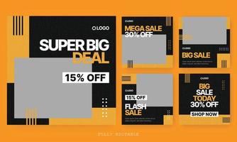 Black Friday Sale social media post. Big sale special offer. Black Friday modern promotion web banner for social media mobile apps. Vector illustration.