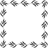 square shaped black frame made of plants on white isolated background vector