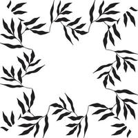 square shaped black frame made of plants on white isolated background vector