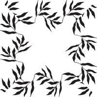 square shaped black frame made of plants on white isolated background vector