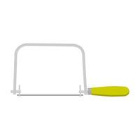 Coping saw with yellow handle. Tool for rounding and any other types of cutting. vector