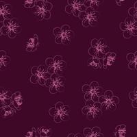 Cherry blossom seamless pattern. Contour drawing vector
