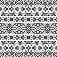 Ikat Aztec ethnic seamless pattern design in black and white color vector