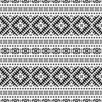Ikat Aztec ethnic seamless pattern design in black and white color vector