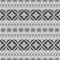 Ikat Aztec ethnic seamless pattern design in black and white color vector