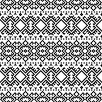 Ikat Aztec ethnic seamless patterns design in black and white color vector