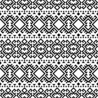 Ikat Aztec ethnic seamless patterns design in black and white color vector