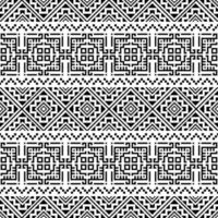 Diseño de patrones sin fisuras étnicos aztecas ikat en color blanco y negro