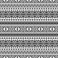 Ikat Aztec ethnic seamless patterns design in black and white color vector