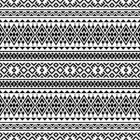 Ikat Aztec ethnic seamless patterns design in black and white color vector