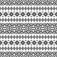 Ikat Aztec ethnic seamless pattern design in black and white color vector