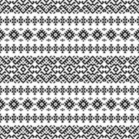 Ikat Aztec ethnic seamless pattern design in black and white color vector