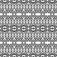 Ikat Aztec ethnic seamless patterns design in black and white color vector