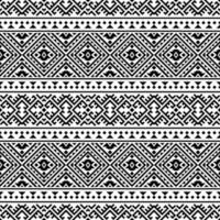 Ikat Aztec ethnic seamless patterns design in black and white color vector