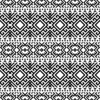 Ikat Aztec ethnic seamless pattern design in black and white color vector