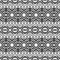 Ikat Aztec ethnic seamless pattern design in black and white color vector